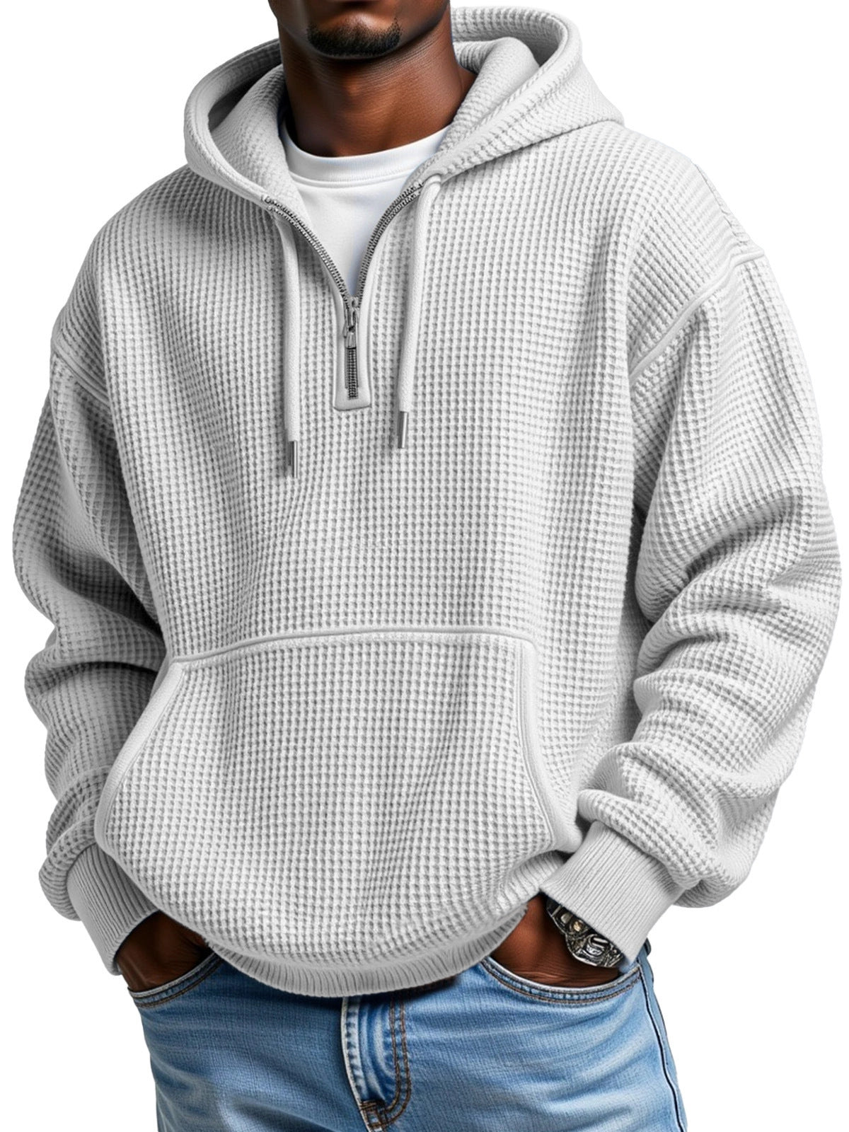 Half-Zip Waffle Hoodie