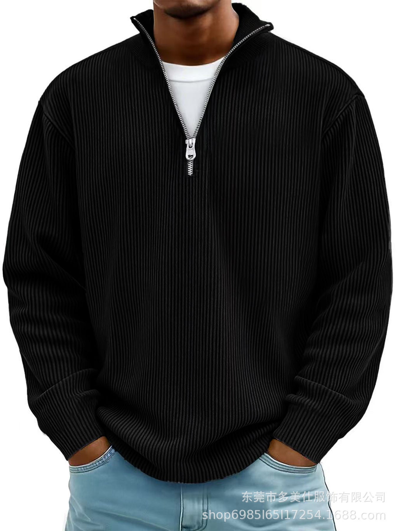 Half-Zip Ribbed Pullover