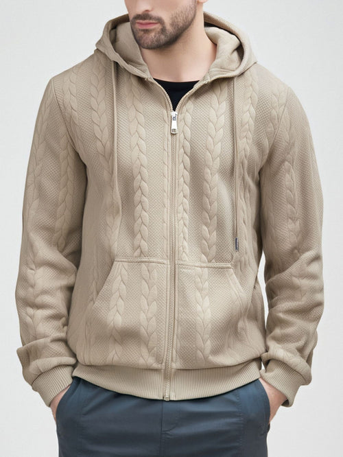 Cable Knit Zip-Up Hoodie