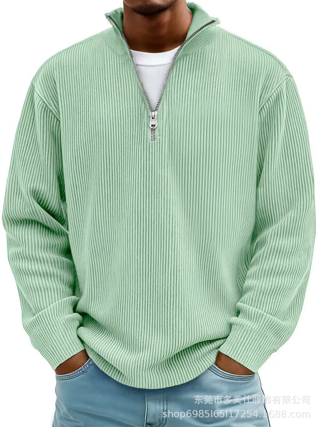 Half-Zip Ribbed Pullover