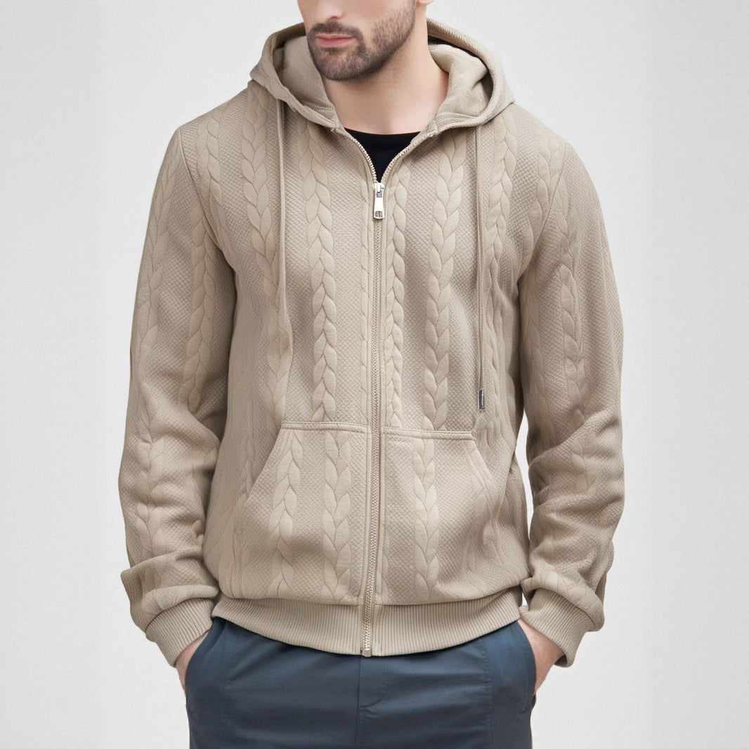 Cable Knit Zip-Up Hoodie