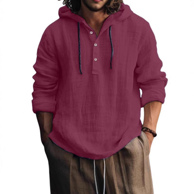 Button Hooded Pullover