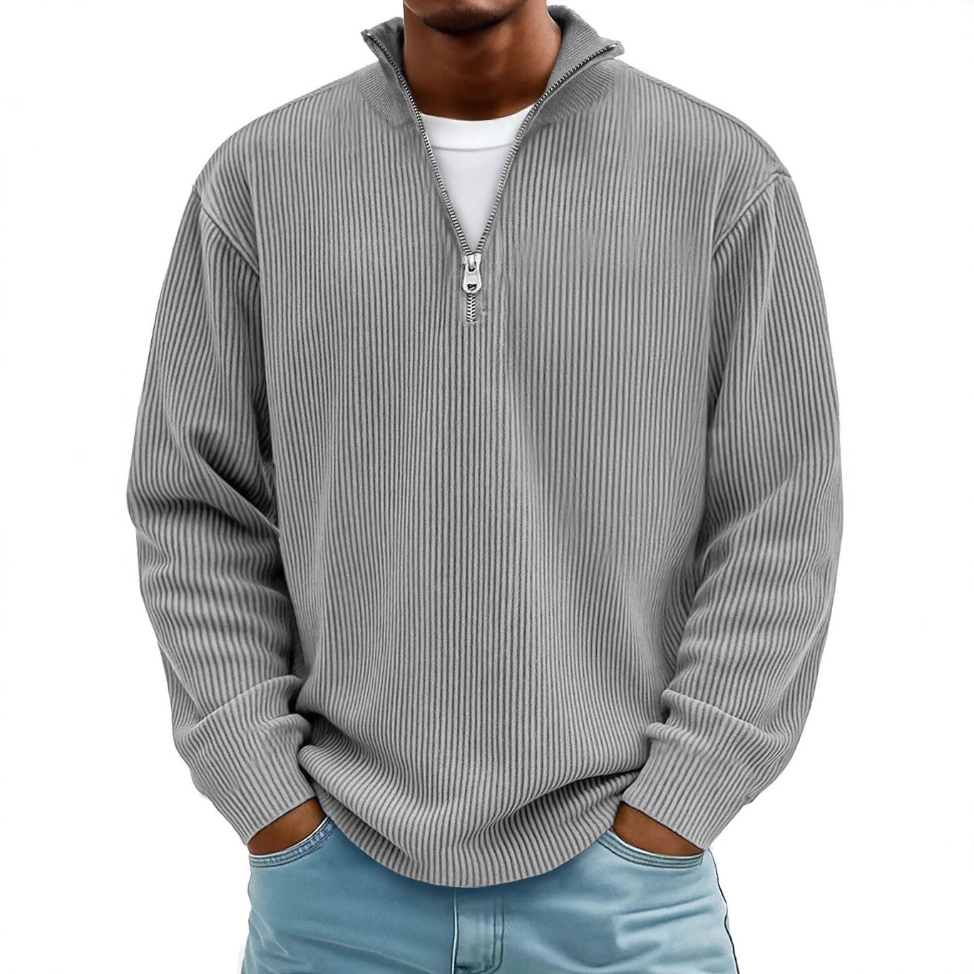 Half-Zip Ribbed Pullover