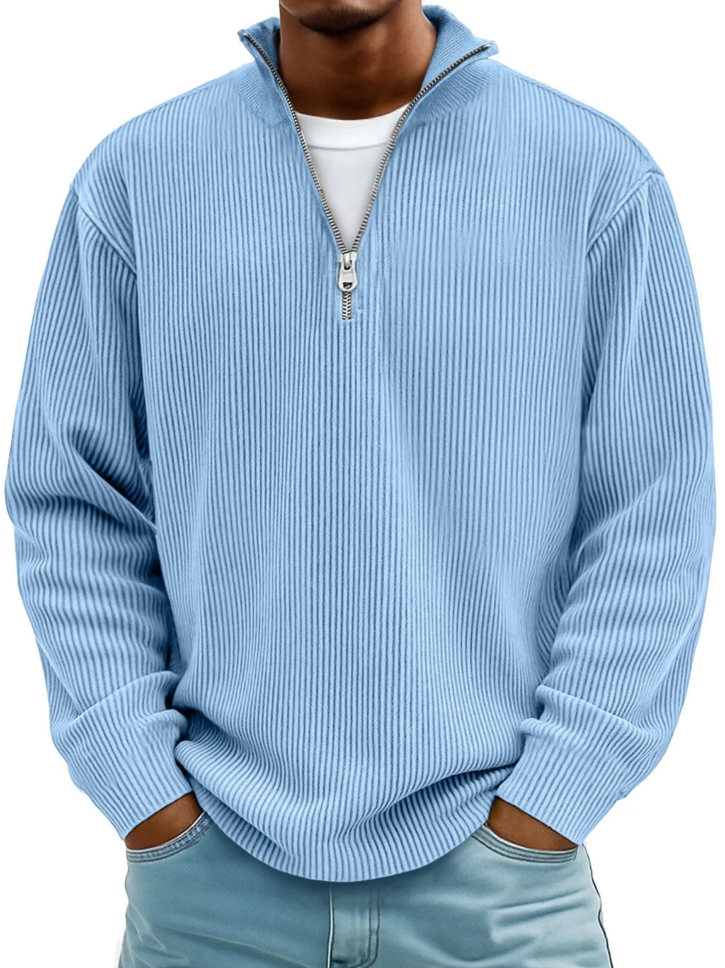 Half-Zip Ribbed Pullover