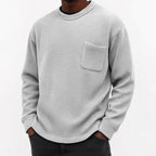 Waffle Knit Pocket Crewneck