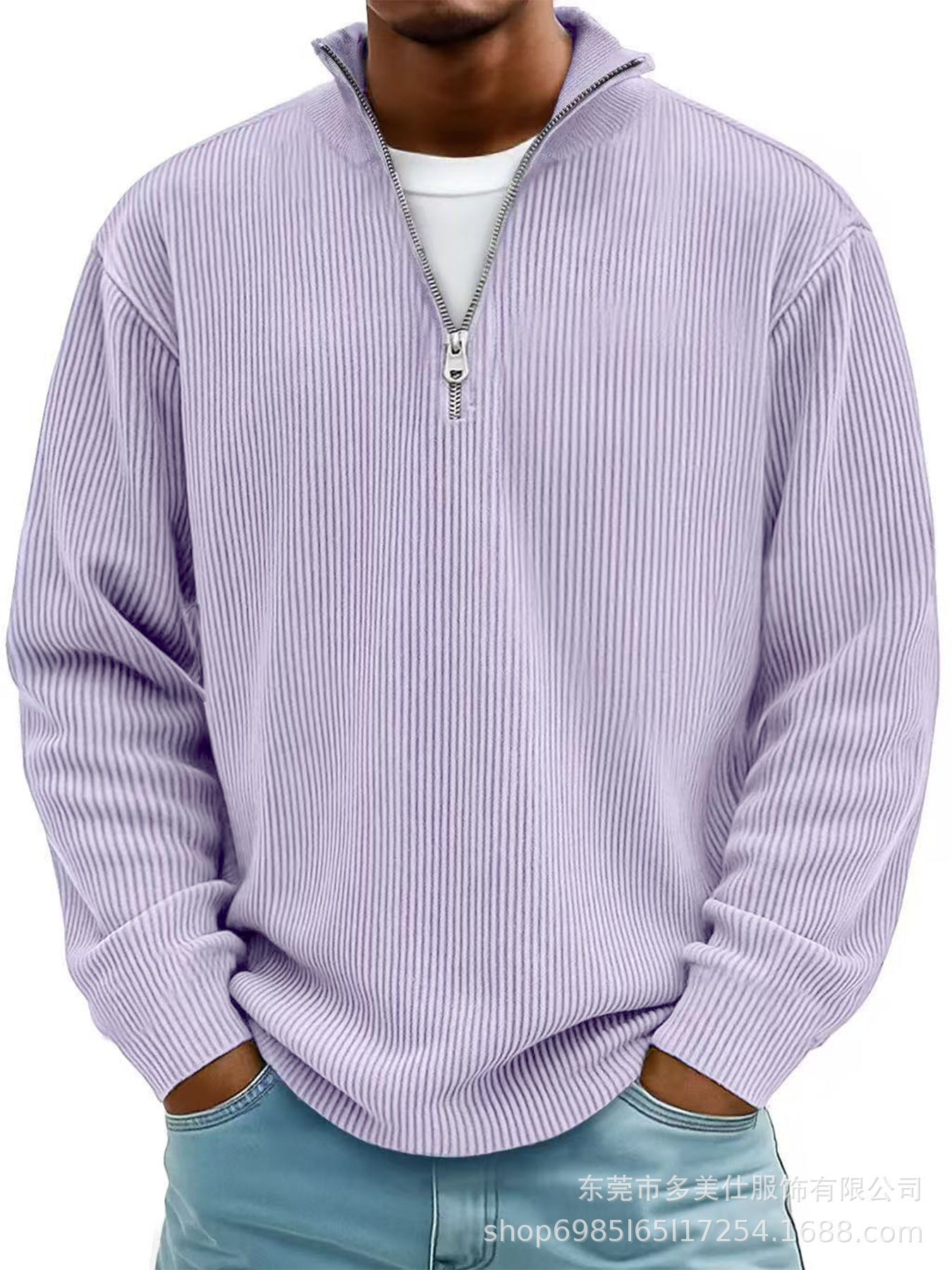 Half-Zip Ribbed Pullover
