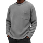Waffle Knit Pocket Crewneck