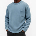 Waffle Knit Pocket Crewneck