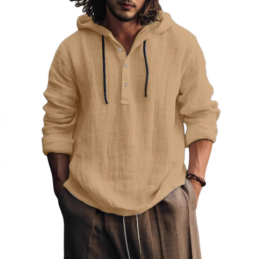 Button Hooded Pullover