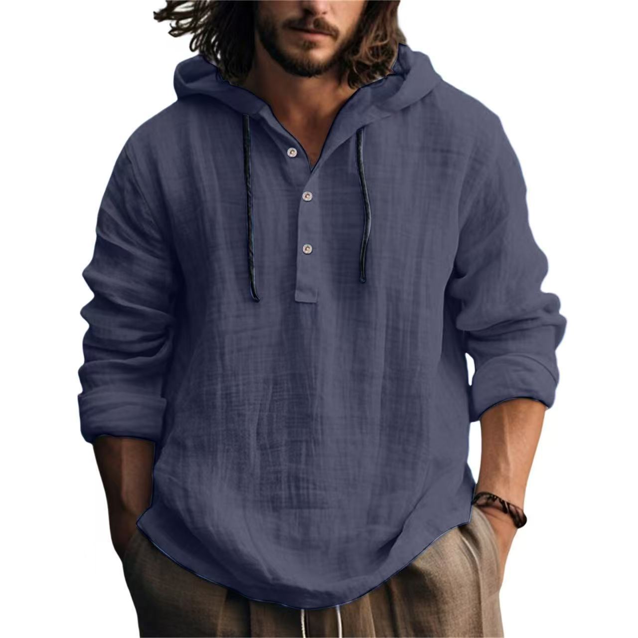 Button Hooded Pullover